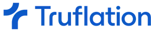 Two curved shapes resembling a t, followed by "Truflation" in blue