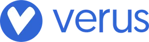 A blue circle with a white V followed by "verus" in blue lowercase