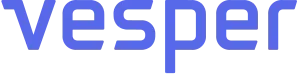 Vesper logo, blockly lowercase in light purple