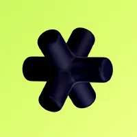 A 3D black asterisk over a bright green background