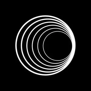 A series of concentric white circles on black