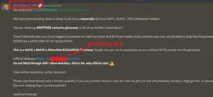 Phishing message from Bored Apes Discord