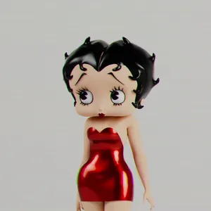 A 3D rendering of Betty Boop, overlaid with horizontal lines somewhat resembling an old television