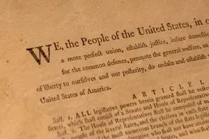 A partial photograph of the U.S. constitution