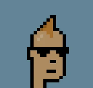 A pixel art person with light brown skin and a brown mohawk, wearing sunglasses