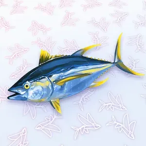 An illustration of a flyfish on a pastel background