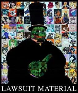 A large Pepe the Frog dressed in a tuxedo with a tall top-hat, overlaid on a collage of furry profile pictures